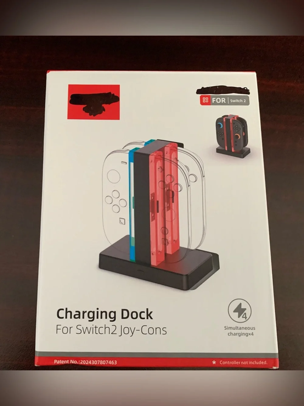 Charging Dock for Switch Joy-Con Controllers — Black with Red and Blue Accents
